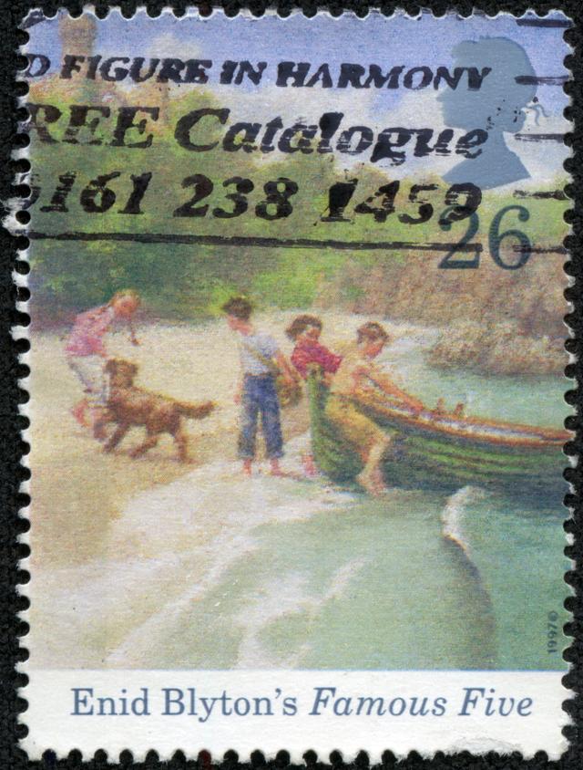 A used postage stamp printed in Britain celebrating Enid Blyton and the Famous Five Books, circa 1997. (YANGCHAO/Shutterstock) A used postage stamp printed in Britain celebrating Enid Blyton and the Famous Five Books, circa 1997. (YANGCHAO/Shutterstock)