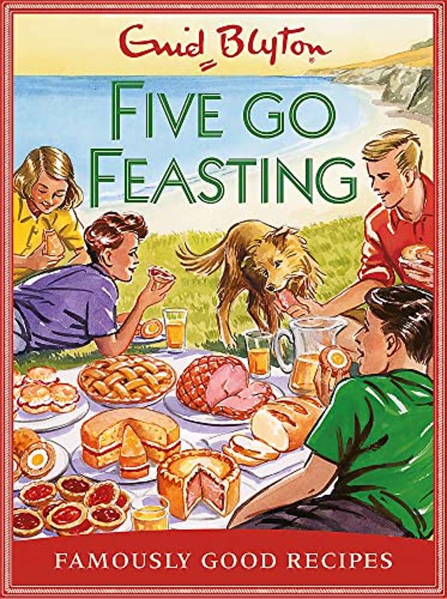 “Even her descriptions of ordinary food made us salivate. “A bag of ripe tomatoes and a basket of glossy plums”, “lashings of hard-boiled eggs”, large chocolate sponges with a “thick cream filling”, “hot, new-made scones, sweet and buttery,” “gingerbread straight out of the oven”, and “an enormous tureen of new potatoes, all gleaming with melted butter”. The food descriptions inspired Josh Sutton to write Five Go Feasting: Famously Good Recipes (2018)” (Amazon) “Even her descriptions of ordinary food made us salivate. “A bag of ripe tomatoes and a basket of glossy plums”, “lashings of hard-boiled eggs”, large chocolate sponges with a “thick cream filling”, “hot, new-made scones, sweet and buttery,” “gingerbread straight out of the oven”, and “an enormous tureen of new potatoes, all gleaming with melted butter”. The food descriptions inspired Josh Sutton to write Five Go Feasting: Famously Good Recipes (2018)” (Amazon)