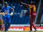 Hardik Pandya (L) of India walks off the field dismissed by Jason Holder (R) of West Indies Hardik Pandya (L) of India walks off the field dismissed by Jason Holder (R) of West Indies