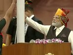 Prime Minister Narendra Modi unfurling the Indian flag on Independence Day 2023