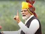 Prime Minister Narendra Modi speaks during his address on the country's 77th Independence Day in New Delhi on Tuesday,