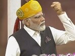 Prime Minister Narendra Modi speaks during his address on the country's 77th Independence Day, at the historic Red Fort in New Delhi.