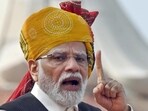 Prime Minister Narendra Modi delivers his Independence Day speech from the ramparts of the Red Fort on Tuesday (HT Photo/Sanjeev Verma) Prime Minister Narendra Modi delivers his Independence Day speech from the ramparts of the Red Fort on Tuesday (HT Photo/Sanjeev Verma)