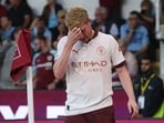 Manchester City's Kevin De Bruyne after being substituted due to injury 