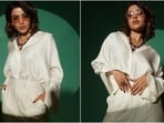 Samantha Ruth Prabhu stuns in an all-white look for Kushi promotions. Samantha Ruth Prabhu stuns in an all-white look for Kushi promotions.