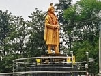 The inauguration of a statue of Gurjar Pratihar Raja Mihir Bhoj in Karnal was fraught with tension. (HT Photo) The inauguration of a statue of Gurjar Pratihar Raja Mihir Bhoj in Karnal was fraught with tension. (HT Photo)