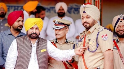 Punjab Chief Minister Bhagwant Mann during the 77th Independence Day function, at Polo Ground, in Patiala on Tuesday. (ANI Photo) Punjab Chief Minister Bhagwant Mann during the 77th Independence Day function, at Polo Ground, in Patiala on Tuesday. (ANI Photo)