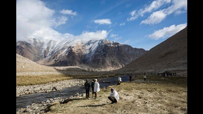 BRO begins construction of a high-altitude road in Ladakh’s Demchok sector. (AFP) BRO begins construction of a high-altitude road in Ladakh’s Demchok sector. (AFP)