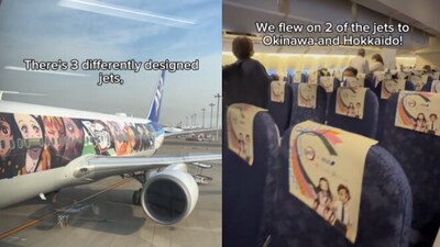 Snapshot of the Demon Slayer plane that flies in Japan. (Instagram/@otakuintokyo)