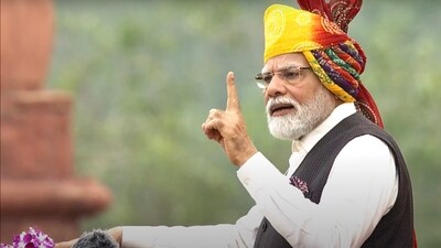 Prime Minister Narendra Modi speaks during his address on the country's 77th Independence Day in New Delhi on Tuesday, (PTI) Prime Minister Narendra Modi speaks during his address on the country's 77th Independence Day in New Delhi on Tuesday, (PTI)
