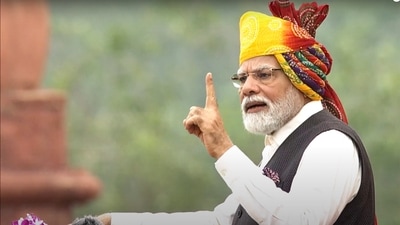 Prime Minister Narendra Modi speaks during his address on the country's 77th Independence Day, in New Delhi, Tuesday, Aug. 15, 2023. (PTI Photo)