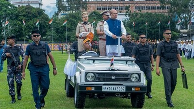 Manipur Chief Minister N. Biren Singh inspecting a Guard of Honour on the occasion of the 77th Independence Day (PTI)