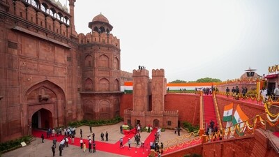 Red Fort during Prime Minister Narendra Modi's address on the country's 77th Independence Day, in New Delhi. (PTI) Red Fort during Prime Minister Narendra Modi's address on the country's 77th Independence Day, in New Delhi. (PTI)