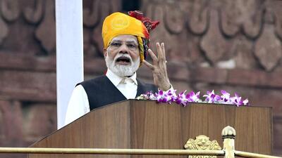Prime Minister Narendra Modi addresses the nation from the ramparts of Red Fort on the occasion of 77th Independence Day. (ANI) Prime Minister Narendra Modi addresses the nation from the ramparts of Red Fort on the occasion of 77th Independence Day. (ANI)