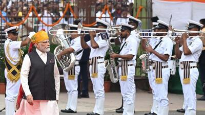 Prime Minister Narendra Modi inspecting a guard of honour at the Red Fort. (AFP) Prime Minister Narendra Modi inspecting a guard of honour at the Red Fort. (AFP)