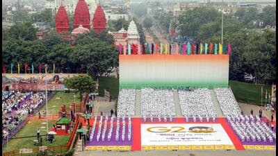 The 77th Independence Day celebrations at Delhi’s Red Fort. (ANI) The 77th Independence Day celebrations at Delhi’s Red Fort. (ANI)