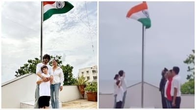 Shah Rukh Khan had a small flag hoisting ceremony in Mannat with family. Shah Rukh Khan had a small flag hoisting ceremony in Mannat with family.