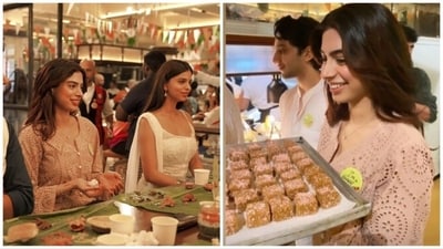 The Archies cast serve food to guests at a Mumbai restaurant on Independence Day. The Archies cast serve food to guests at a Mumbai restaurant on Independence Day.