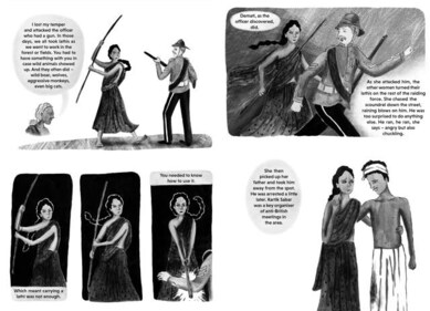 Demati uses her lathi (Antara Raman; Tulika Graphix)