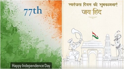 Screengrab of Malaika Arora and Ananya Panday's Independence Day wishes. (Instagram) Screengrab of Malaika Arora and Ananya Panday's Independence Day wishes. (Instagram)