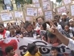 Students and locals from West Bengal's Nadia district protesting against the death of a first-year student at Javadpur University. 