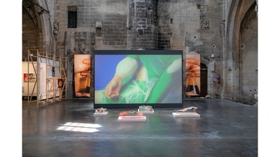 An installation view of the Louis Roederer Foundation Discovery Award exhibition at the 54th Rencontres d’Arles photography festival. The ten selected works are considered as a collective exhibition, conceived, from the selection to the hanging, by Tanvi Mishra. “Rather than fit a theme, the works are united through a proposition ‒ that the evolving relationship between the spectator and the image is constantly shaped by personal memory as well as the apparatus of viewing,” curator Tanvi Mishra writes. (Adrien Limousin) An installation view of the Louis Roederer Foundation Discovery Award exhibition at the 54th Rencontres d’Arles photography festival. The ten selected works are considered as a collective exhibition, conceived, from the selection to the hanging, by Tanvi Mishra. “Rather than fit a theme, the works are united through a proposition ‒ that the evolving relationship between the spectator and the image is constantly shaped by personal memory as well as the apparatus of viewing,” curator Tanvi Mishra writes. (Adrien Limousin)