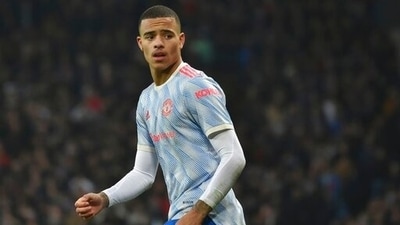 Manchester United's Mason Greenwood looks on during the English Premier League soccer match between Aston Villa and Manchester United at Villa Park in Birmingham. (AP)
