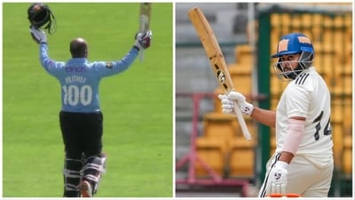 Earlier, Shaw created multiple records with his monumental double century in England (PTI-Twitter/@onedaycup) Earlier, Shaw created multiple records with his monumental double century in England (PTI-Twitter/@onedaycup)