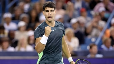 Carlos Alcaraz of Spain celebrates while playing Jordan Thompson of Australia (Getty Images via AFP) Carlos Alcaraz of Spain celebrates while playing Jordan Thompson of Australia (Getty Images via AFP)