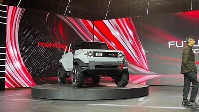 Mahindra Thar.e electric concept SUV has made its first appearance on global stage at an event in South Africa on August 15. Mahindra Thar.e electric concept SUV has made its first appearance on global stage at an event in South Africa on August 15.