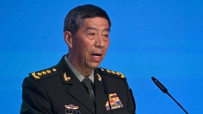 China's Defence Minister Li Shangfu addresses a speech during the Moscow Conference on International Security in Kubinka, in the outskirts of Moscow, on August 15, 2023. (AFP)
