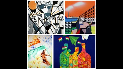 Some of the artworks on display at the exhibition (HT Photos)