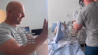 Snapshot of the man reacting to finding out the name of his grandson. (Instagram/@GoodNewsMovement)