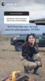 Alia says Ranbir is her favorite photographer.