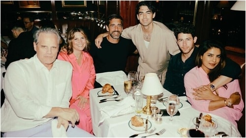 Priyanka Chopra and Nick Jonas with Joe Jonas and his friends. (Instagram) Priyanka Chopra and Nick Jonas with Joe Jonas and his friends. (Instagram)