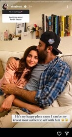 Alia shared a candid picture with Ranbir on her Instagram Stories.