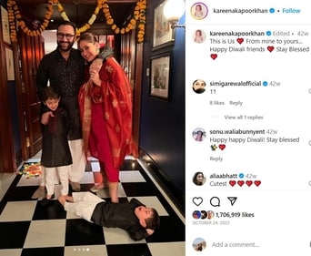 Saif celebrates Diwali with his family.
