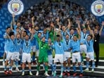 Manchester City players celebrate after winning the UEFA Super Cup Final Manchester City players celebrate after winning the UEFA Super Cup Final