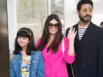 Aishwarya Rai with Abhishek Bachchan and Aaradhya Bachchan in Cannes. Aishwarya Rai with Abhishek Bachchan and Aaradhya Bachchan in Cannes.
