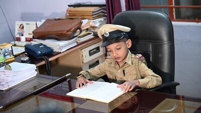 8 year old suffering from heart disease turns into a cop in Karnataka's Shimoga 8 year old suffering from heart disease turns into a cop in Karnataka's Shimoga