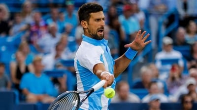 Novak Djokovic returns a shot against Alejandro Davidovich Fokina (ESP) during the Western and Southern Open (USA TODAY Sports via Reuters Con)