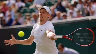Canada's Denis Shapovalov in action during his fourth round match against Russia's Roman Safiullin (REUTERS)