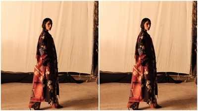 Sobhita opted for a no-make up look in nude eyeshadow, mascara-laden eyelashes, feathered eyebrows, contoured cheeks and a shade of nude lipstick, as she posed for the cameras.&nbsp; (Instagram/@sobhitad)
