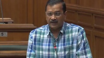 Delhi chief minister Arvind Kejriwal speaks at the Delhi assembly on Thursday. (ANI)