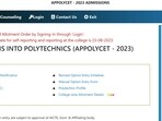 APPOLYCET 2023 seat allotment result released at appolycet.nic.in
