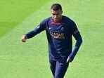 Kylian Mbappe during a training session. Kylian Mbappe during a training session.