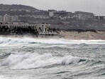 General view of the Medano beach before the arrival of hurricane Hilary at Los Cabos resort in Baja California state. General view of the Medano beach before the arrival of hurricane Hilary at Los Cabos resort in Baja California state.