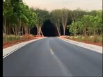 Snapshot of the optical illusion that looks like a tunnel.