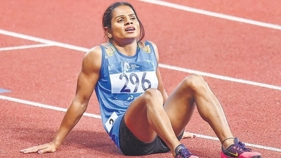 Dutee Chand after a race. Dutee Chand after a race.