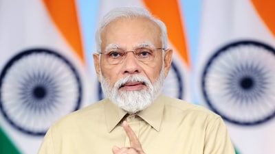 Prime Minister Narendra Modi addresses the G20 Health Ministers’ Meet in Gandhinagar, Gujarat, via video message, (ANI/PIB) Prime Minister Narendra Modi addresses the G20 Health Ministers’ Meet in Gandhinagar, Gujarat, via video message, (ANI/PIB)